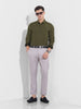 Men's Olive Slim Fit Textured Party Wear Shirt