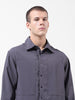 Men's Grey Relaxed Fit Solid Utility Shirt