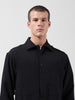 Men's Black Relaxed Fit Solid Utility Shirt