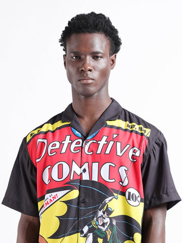 Men's Black Relaxed Fit Character Batman Printed Shirt