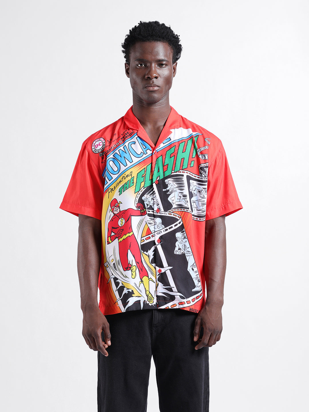 Men's Orange Relaxed Fit Character Printed Shirt