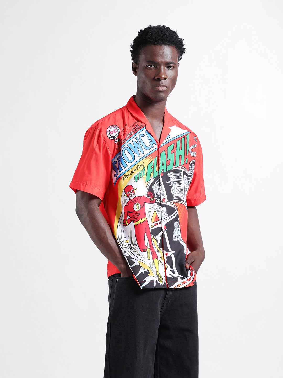 Men's Orange Relaxed Fit Character Printed Shirt
