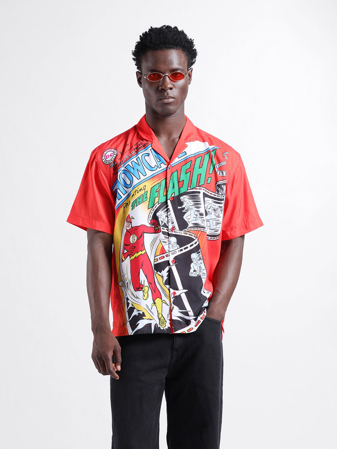 Men's Orange Relaxed Fit Character Printed Shirt