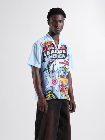 Men's Blue Relaxed Fit Character Printed Shirt