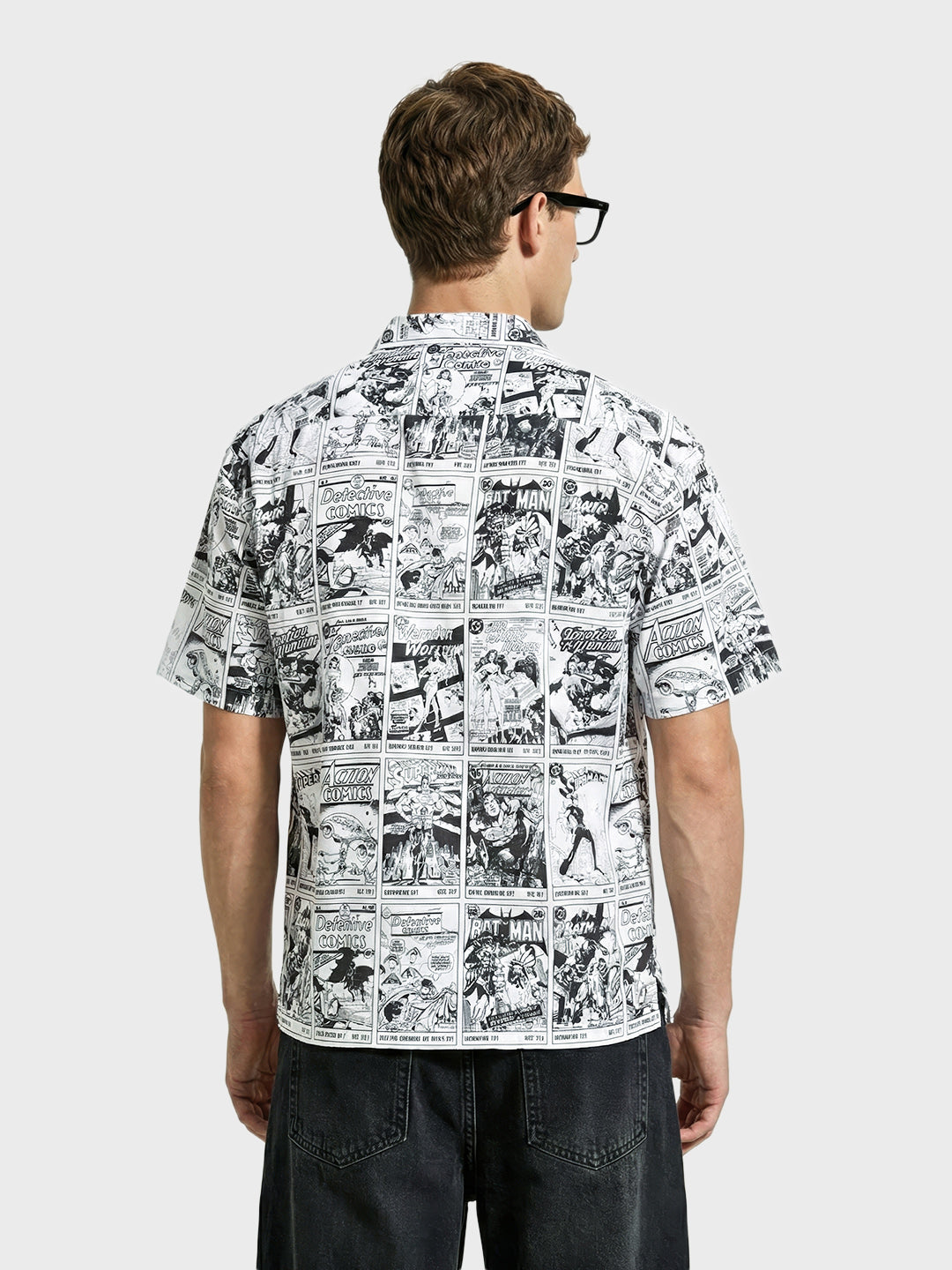 Men's Black Relaxed Fit Character Printed Shirt