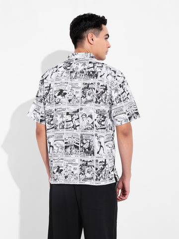 Men's Black Relaxed Fit Character Printed Shirt