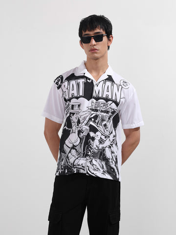 Men's Black Relaxed Fit Character Batman Character Shirt