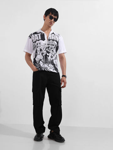 Men's Black Relaxed Fit Character Batman Character Shirt