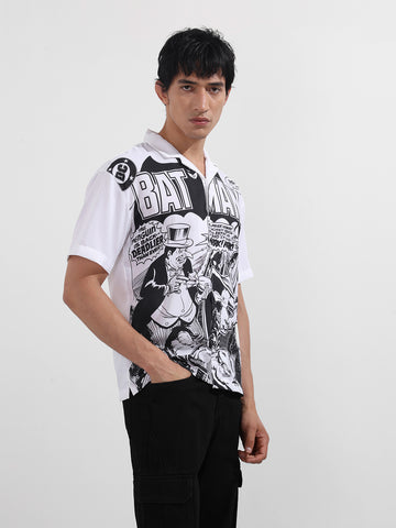 Men's Black Relaxed Fit Character Batman Character Shirt