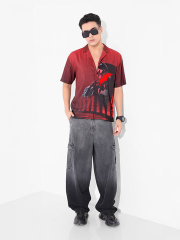 Men's Red Relaxed Fit Batman Character Printed Shirt