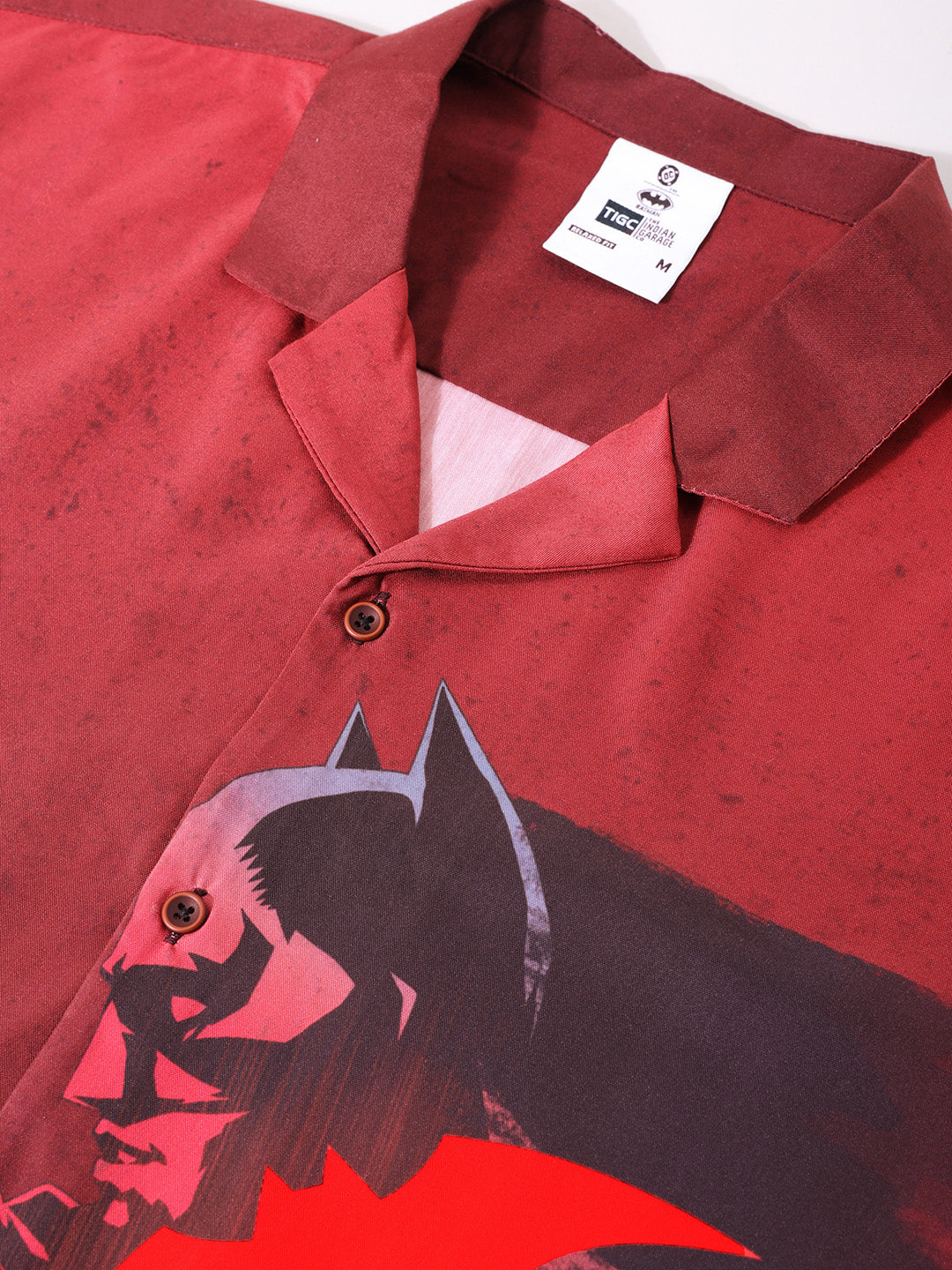 Men's Red Relaxed Fit Batman Character Printed Shirt