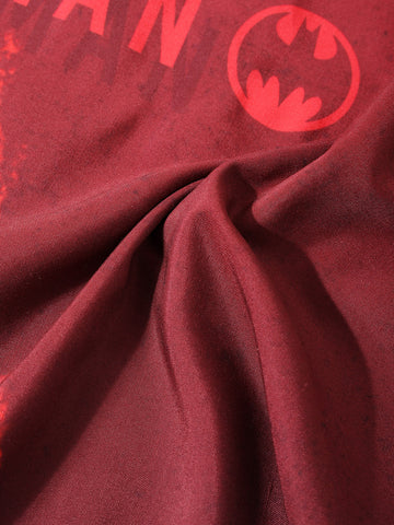 Men's Red Relaxed Fit Batman Character Printed Shirt