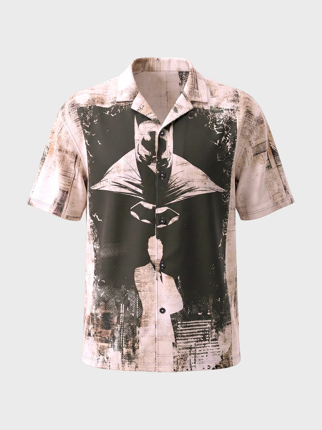 Men's Black Relaxed Fit Batman Character Printed Shirt