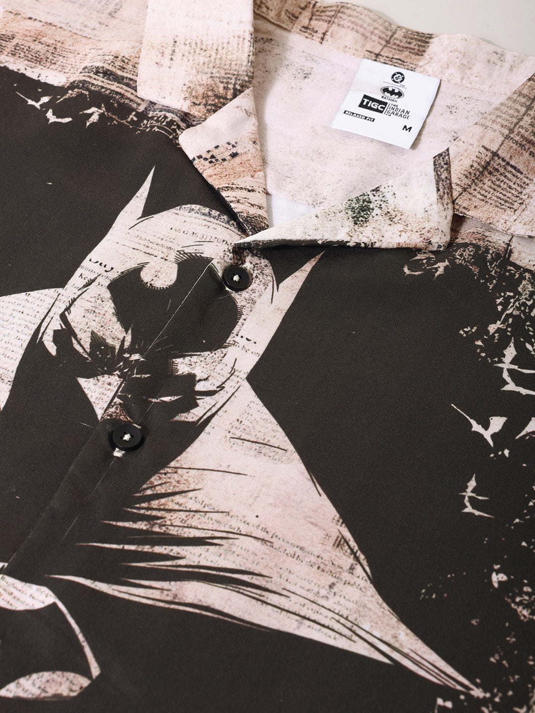 Men's Black Relaxed Fit Batman Character Printed Shirt