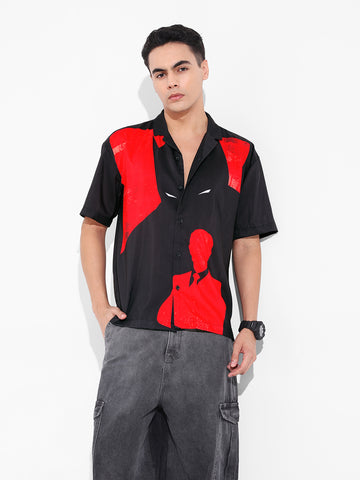 Men's Red Relaxed Fit Batman Character Printed Shirt