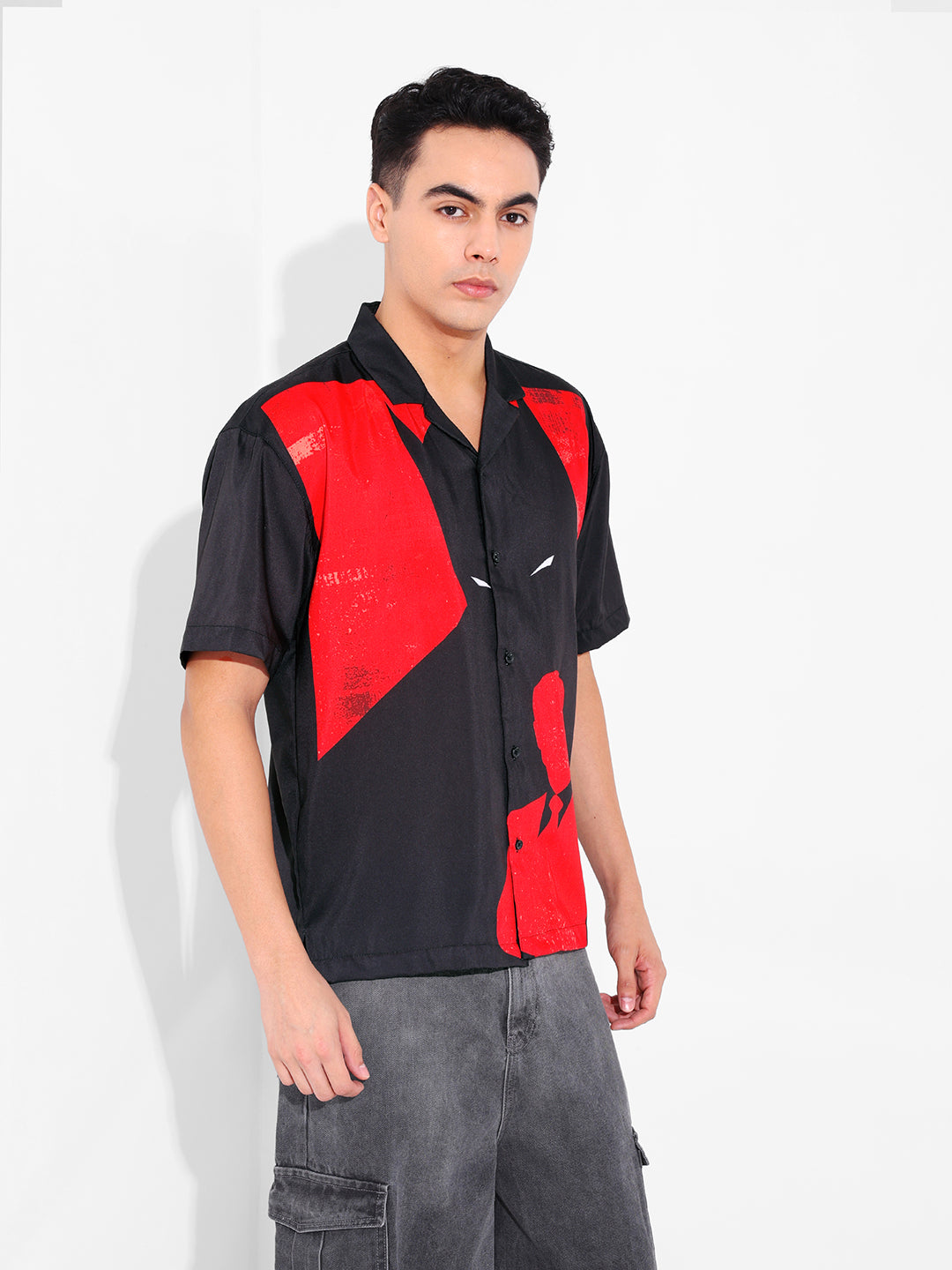 Men's Red Relaxed Fit Batman Character Printed Shirt