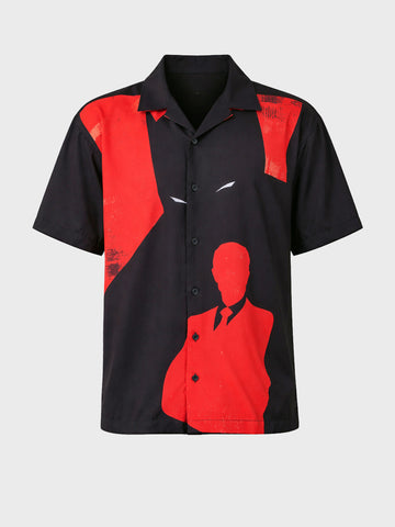 Men's Red Relaxed Fit Batman Character Printed Shirt