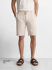 Men's Cream Relaxed Fit Vertical Stripes Casual Shorts