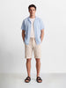 Men's Cream Relaxed Fit Vertical Stripes Casual Shorts