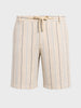 Men's Cream Relaxed Fit Vertical Stripes Casual Shorts