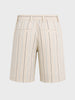 Men's Cream Relaxed Fit Vertical Stripes Casual Shorts
