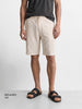 Men's Cream Relaxed Fit Vertical Stripes Casual Shorts