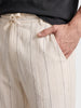 Men's Cream Relaxed Fit Vertical Stripes Casual Shorts