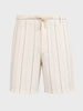 Men's Cream Relaxed Fit Vertical Stripes Casual Shorts