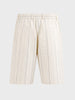 Men's Cream Relaxed Fit Vertical Stripes Casual Shorts