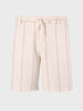 Men's Cream Relaxed Fit Vertical Stripes Casual Shorts
