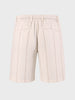 Men's Cream Relaxed Fit Vertical Stripes Casual Shorts