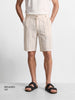 Men's Cream Relaxed Fit Vertical Stripes Casual Shorts