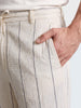 Men's Cream Relaxed Fit Vertical Stripes Casual Shorts