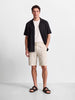 Men's Cream Relaxed Fit Vertical Stripes Casual Shorts