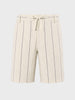 Men's Cream Relaxed Fit Vertical Stripes Casual Shorts