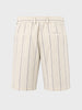 Men's Cream Relaxed Fit Vertical Stripes Casual Shorts