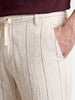 Men's Cream Relaxed Fit Vertical Stripes Casual Shorts