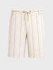 Men's Cream Relaxed Fit Vertical Stripes Casual Shorts
