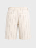 Men's Cream Relaxed Fit Vertical Stripes Casual Shorts
