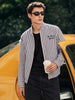 Men's Blue Relaxed Fit Vertical Stripes Casual Jacket
