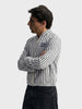 Men's Blue Relaxed Fit Vertical Stripes Casual Jacket