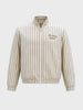 Men's Beige Relaxed Fit Vertical Stripes Casual Jacket