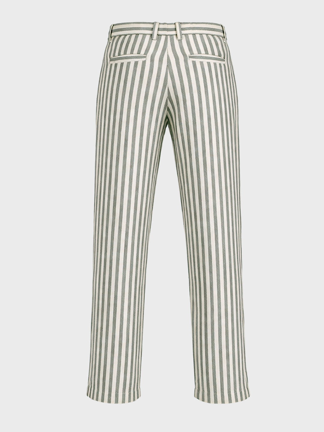 Men's Cream Loose Fit Vertical Stripes Casual Trousers