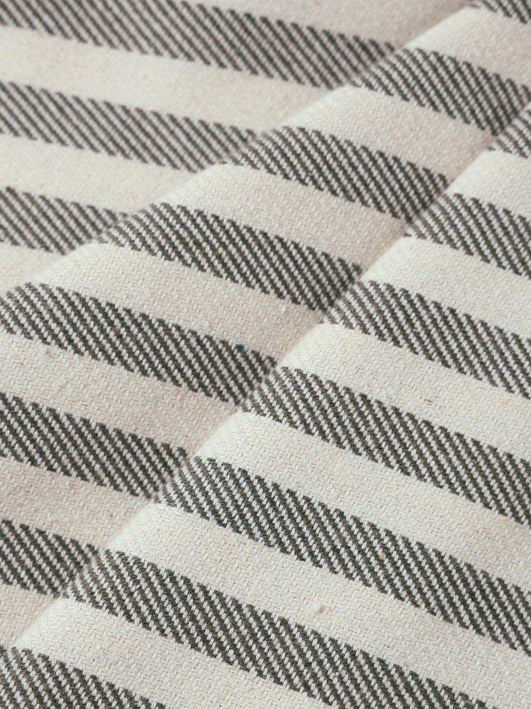 Men's Cream Loose Fit Vertical Stripes Casual Trousers