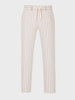 Men's Cream Loose Fit Vertical Stripes Casual Trousers