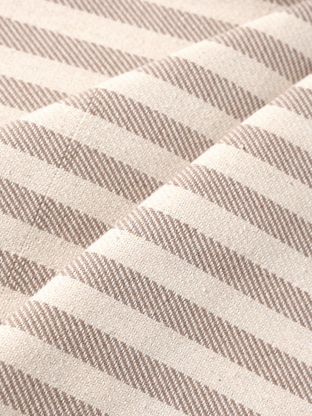 Men's Cream Loose Fit Vertical Stripes Casual Trousers