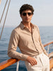 Men's Beige Slim Fit Textured Party Wear Shirt
