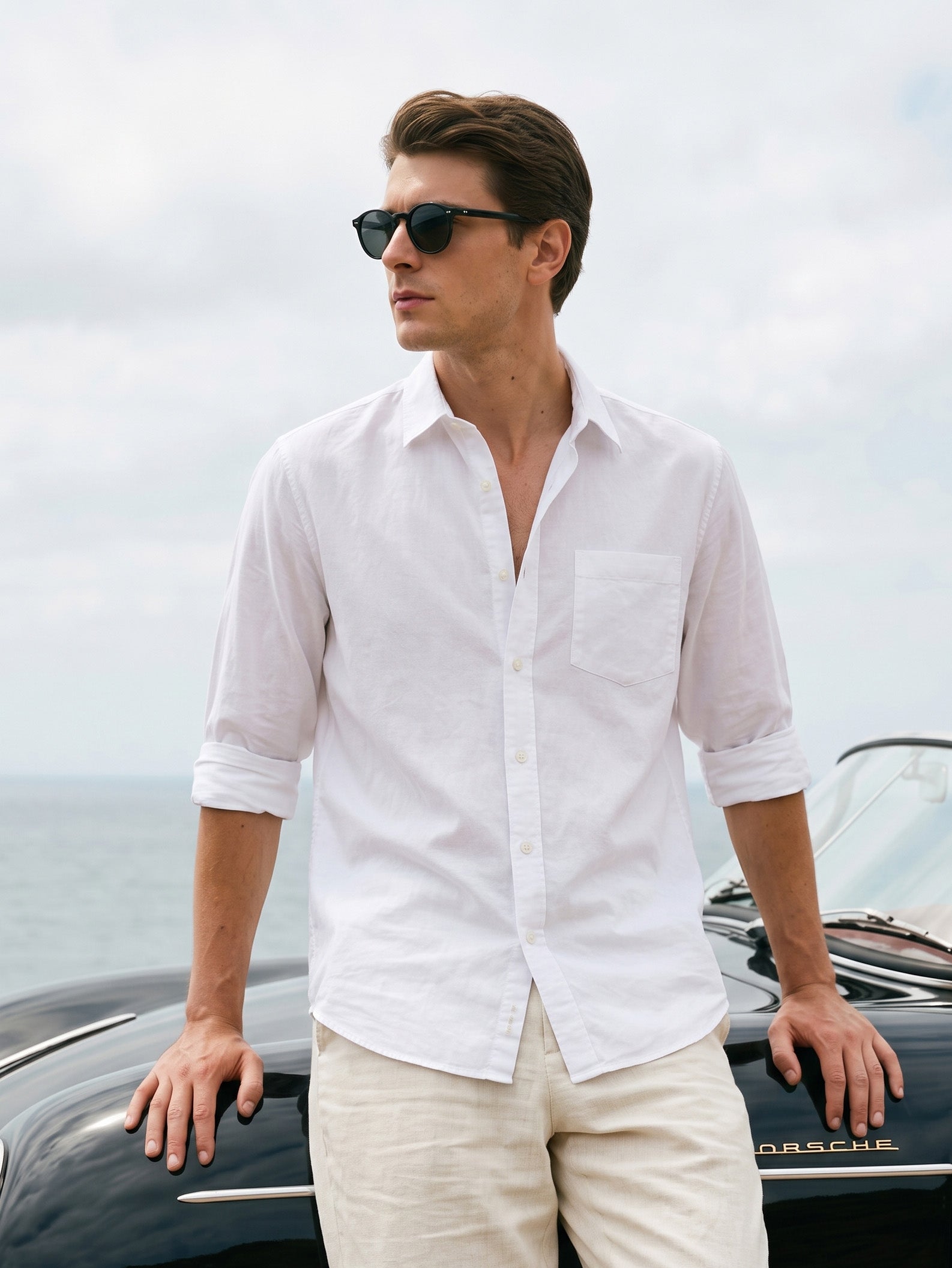 Men's White Regular Fit Solid Casual Shirt