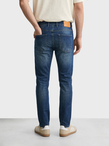 Men's Blue Slim Fit Solid Casual Jeans