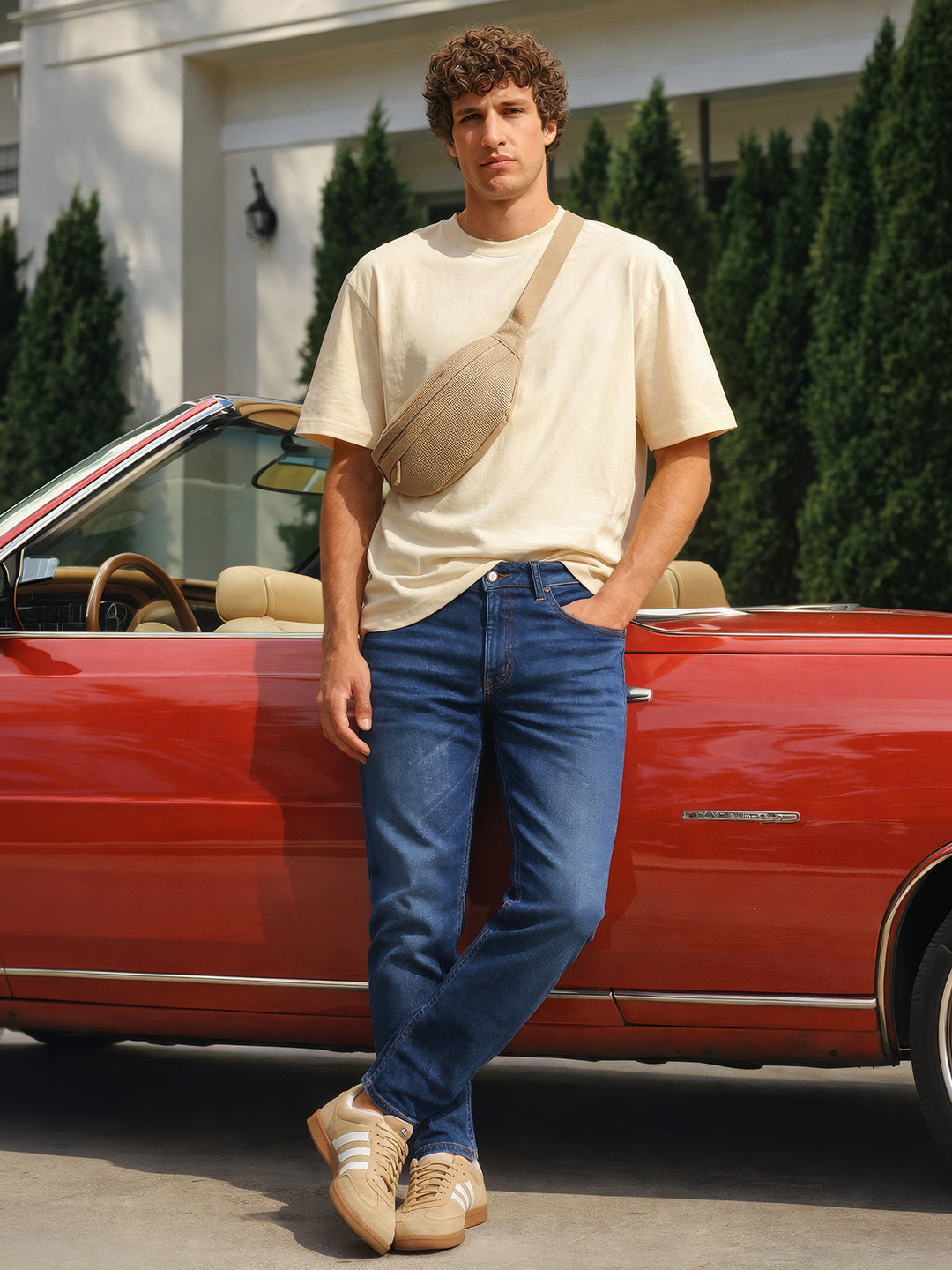 Men's Blue Slim Fit Solid Casual Jeans
